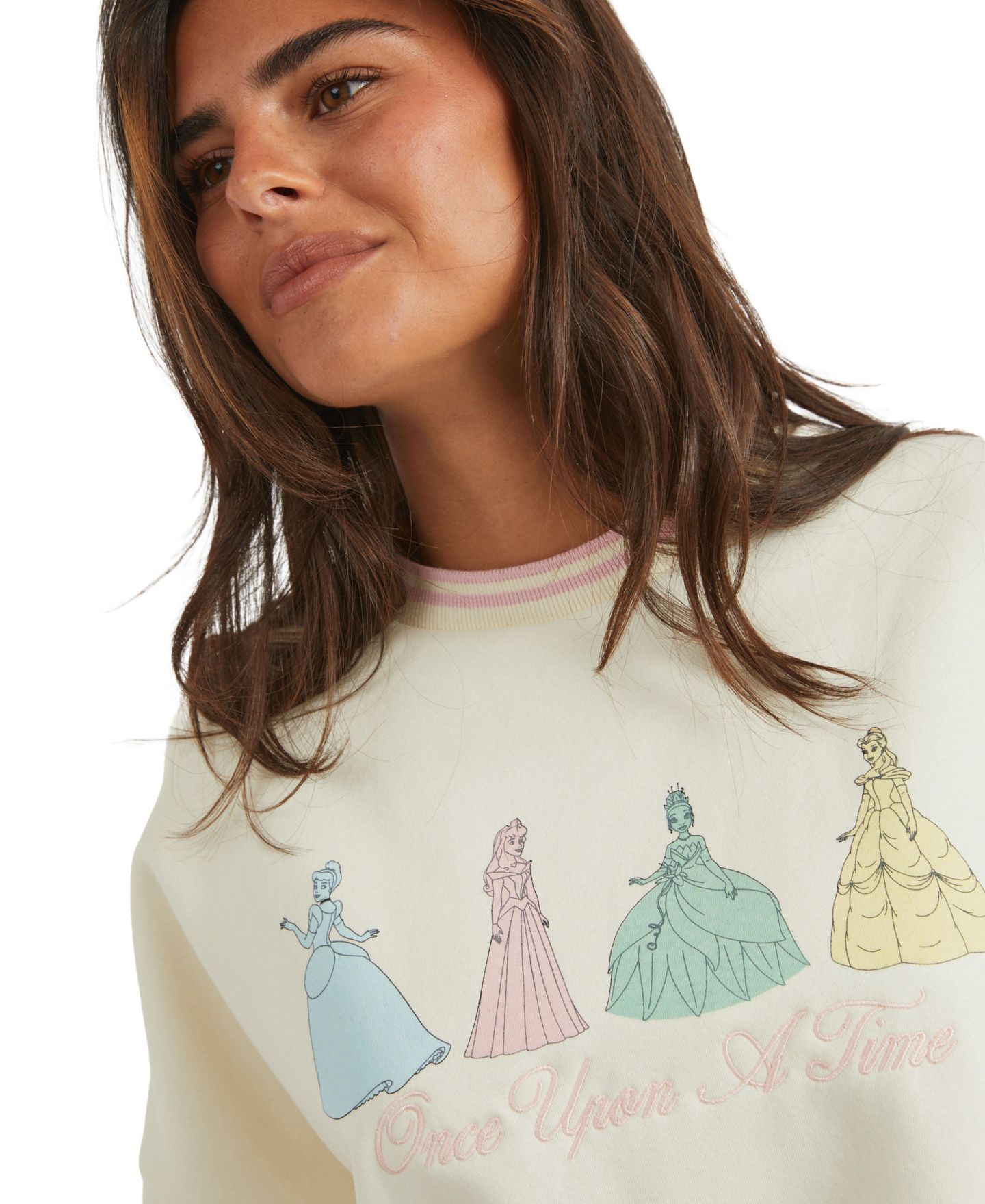 Женская толстовка Skinnydip London Disney Princess Graphic Oversized Sweatshirt, цвет: Экрю — фото 3