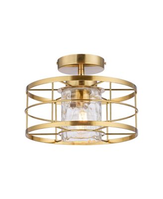 11-Inch Modern Caged Glass 1-Light Semi-Flush Mount Ceiling Light