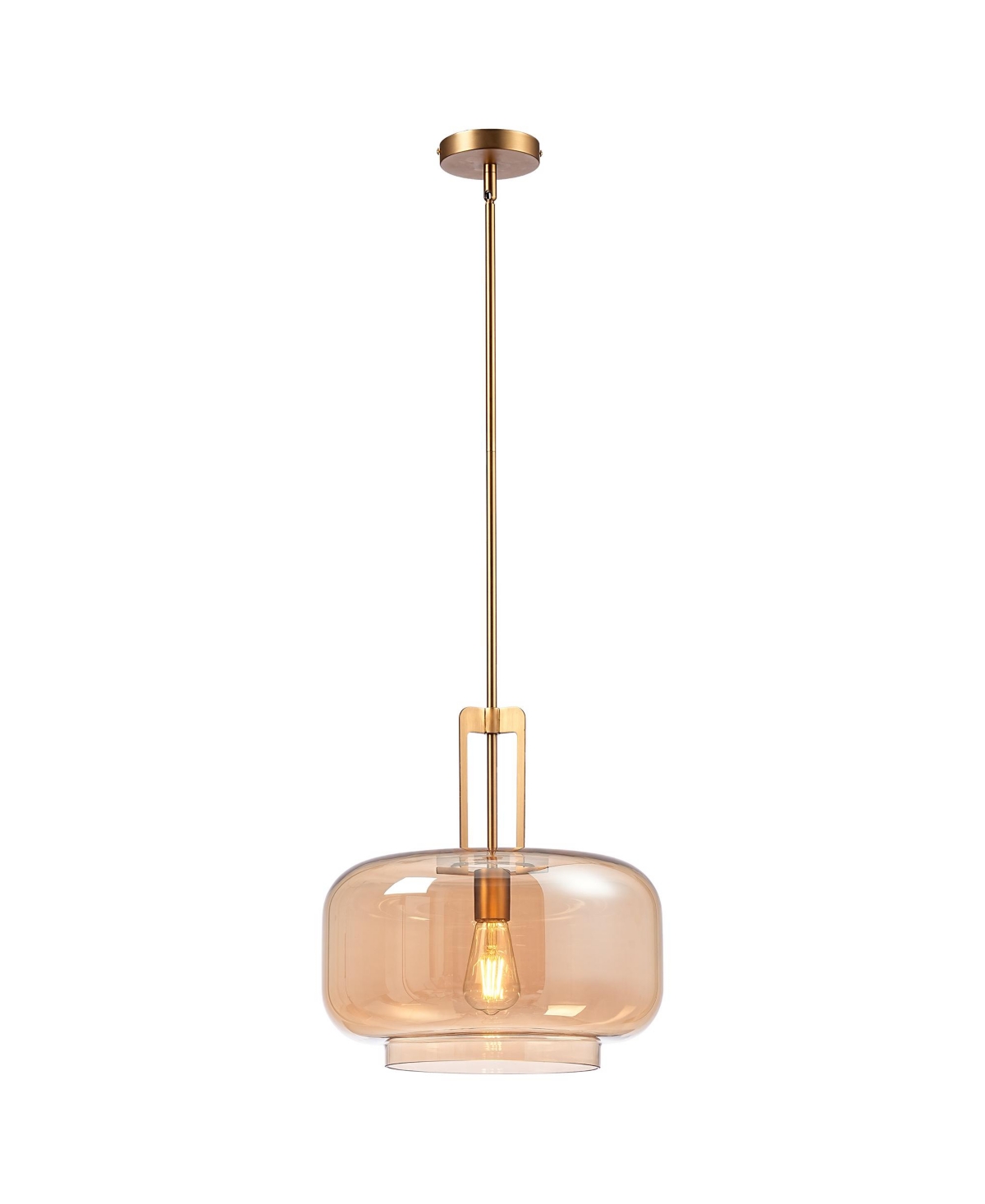 Parrot Uncle Round Amber Glass Shade Pendant Light 1-Light Adjustable Hanging Light for Kitchen Island - Amber