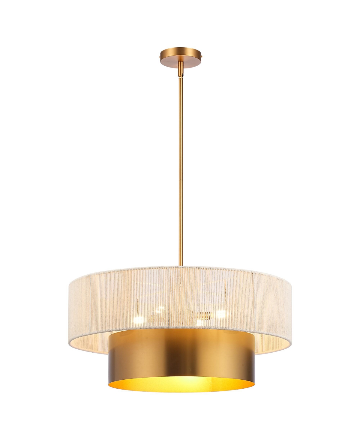 Parrot Uncle 24" Modern Boho Handwoven Rope 5 Light Tiered Drum Chandelier with Adjustable Downrods
