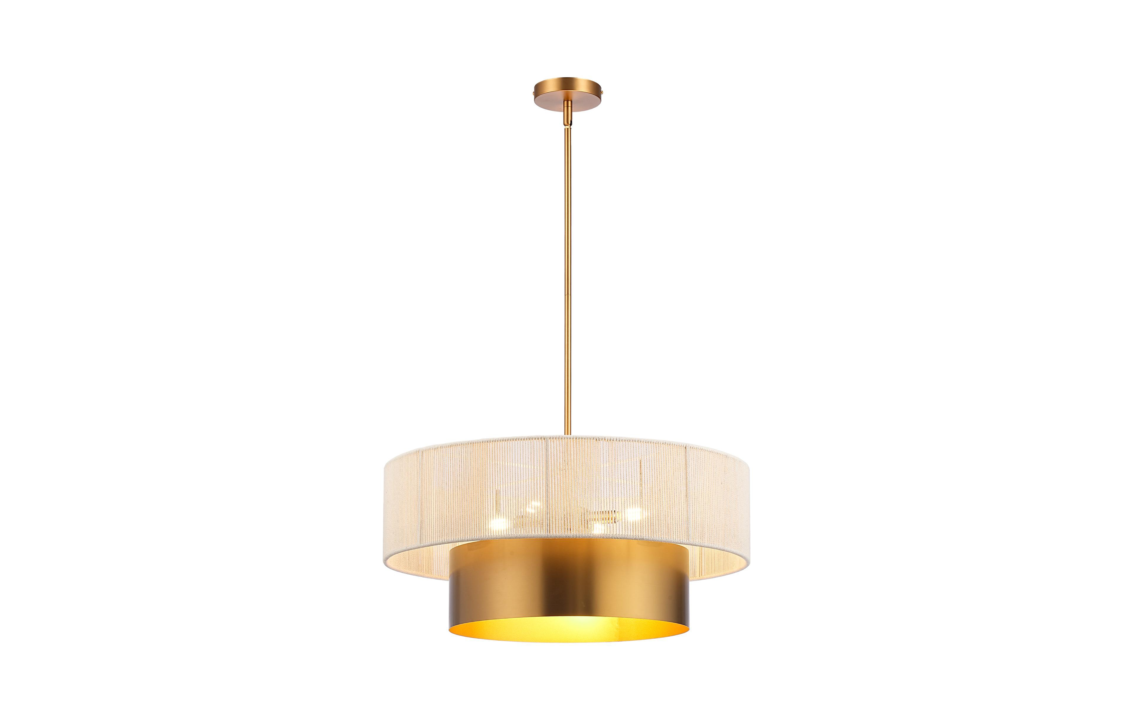 Parrot Uncle 24" Modern Boho Handwoven Rope 5 Light Tiered Drum Chandelier with Adjustable Downrods