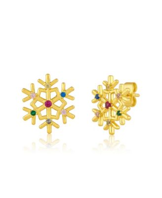 Multi-Color Cubic Zirconia Snowflake Studs