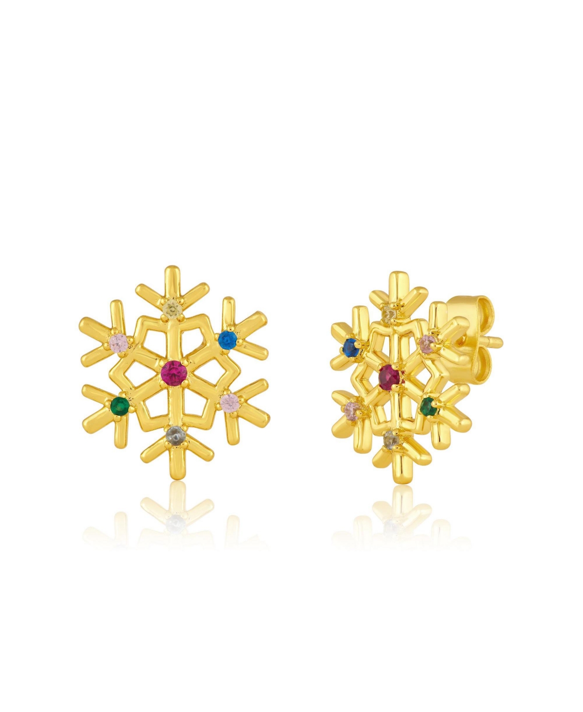 Simona Multi-Color Cubic Zirconia Snowflake Studs - Multi-color