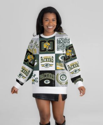 Women's White Green Bay Packers Highlight Reel Repeat Premium Fleece Sweatshirt