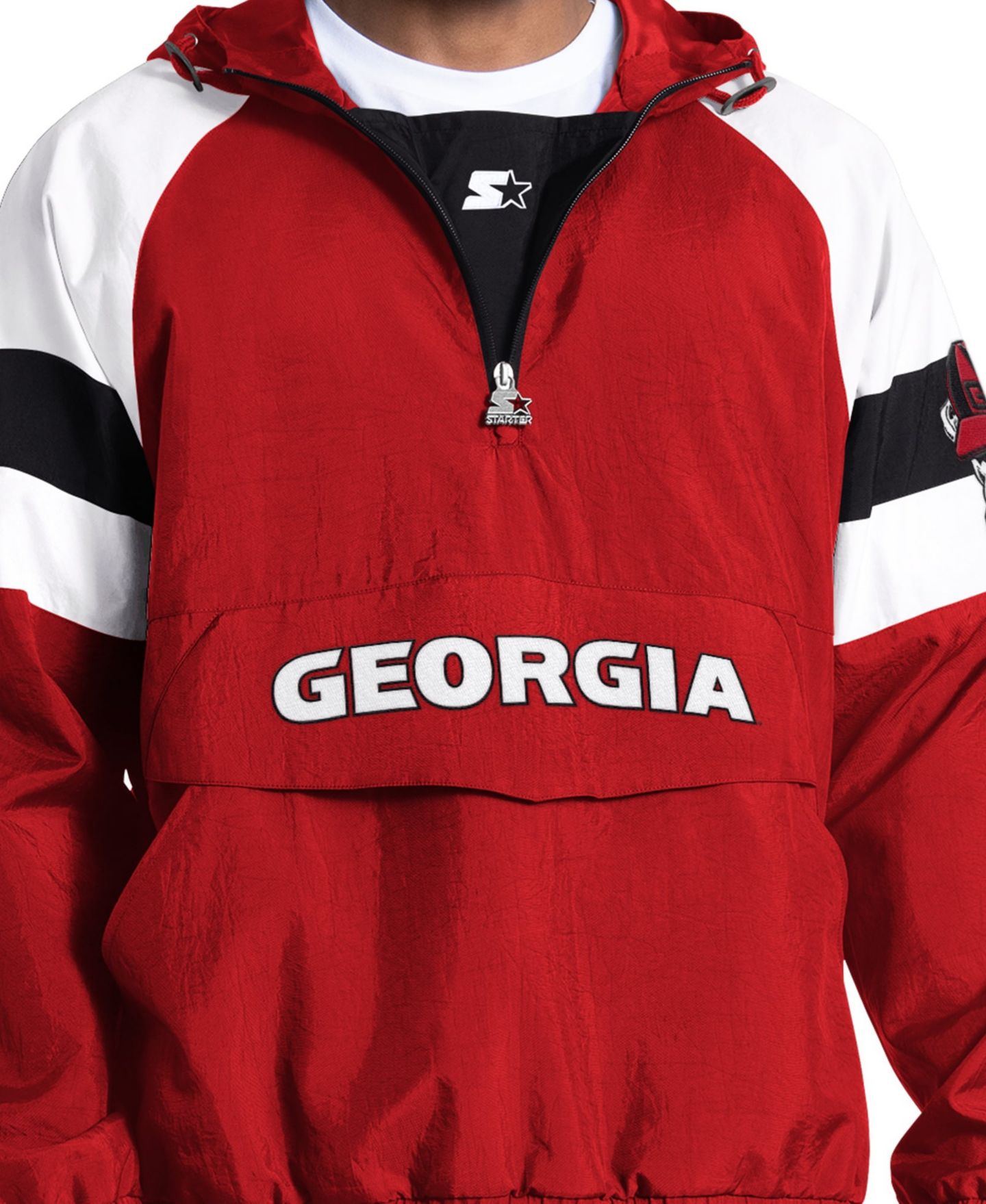 Мужская куртка Starter Red Georgia Bulldogs Street Cut Half-Zip — фото 3