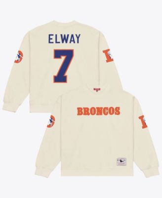 Women's John Elway Cream Denver Broncos Name Number Sweatshirt