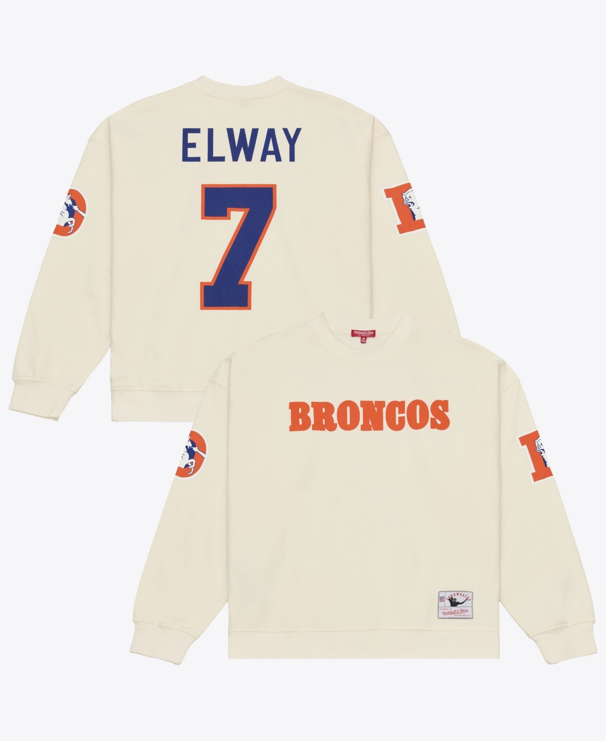 Mitchell & Ness Women's John Elway Cream Denver Broncos Name Number Sweatshirt - Cream