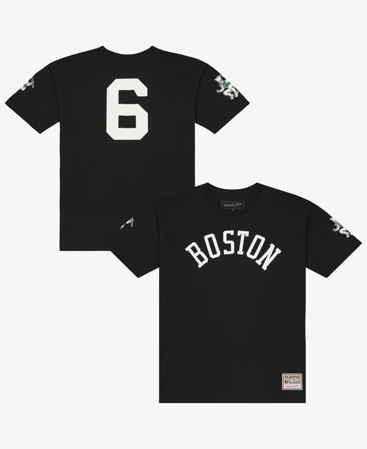 Mitchell & Ness Men's Bill Russell Black Boston Celtics Hardwood Classics Name Number Classic T-Shirt - Black