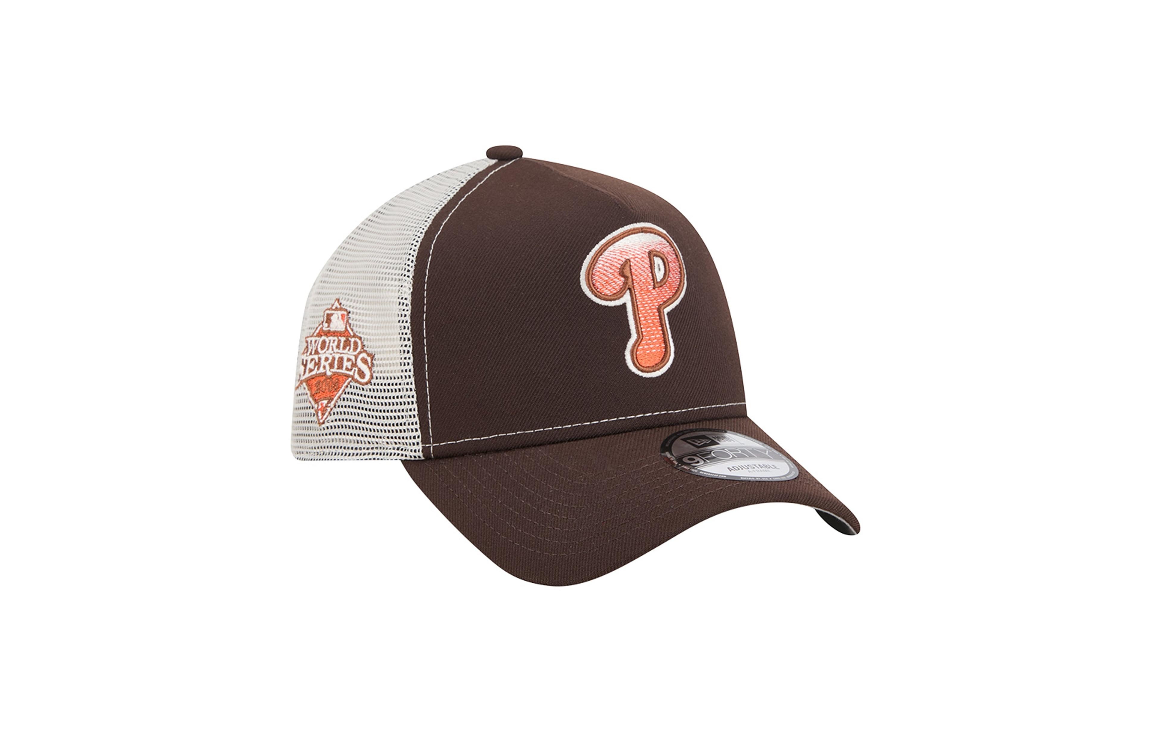 New Era Men's Brown Philadelphia Phillies Pumpkin Spice 9FORTY A-Frame Adjustable Trucker Hat