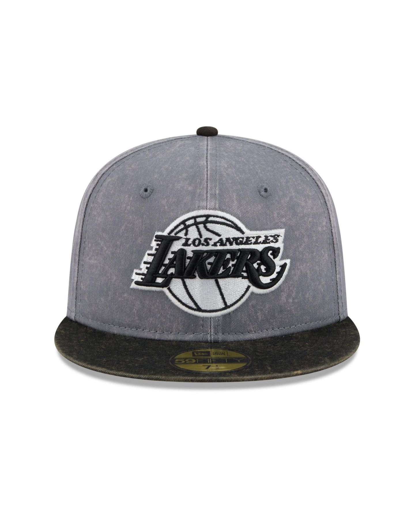 Мужская кепка New Era Gray/Black Los Angeles Lakers Washed 59FIFTY Fitted Hat — фото 2