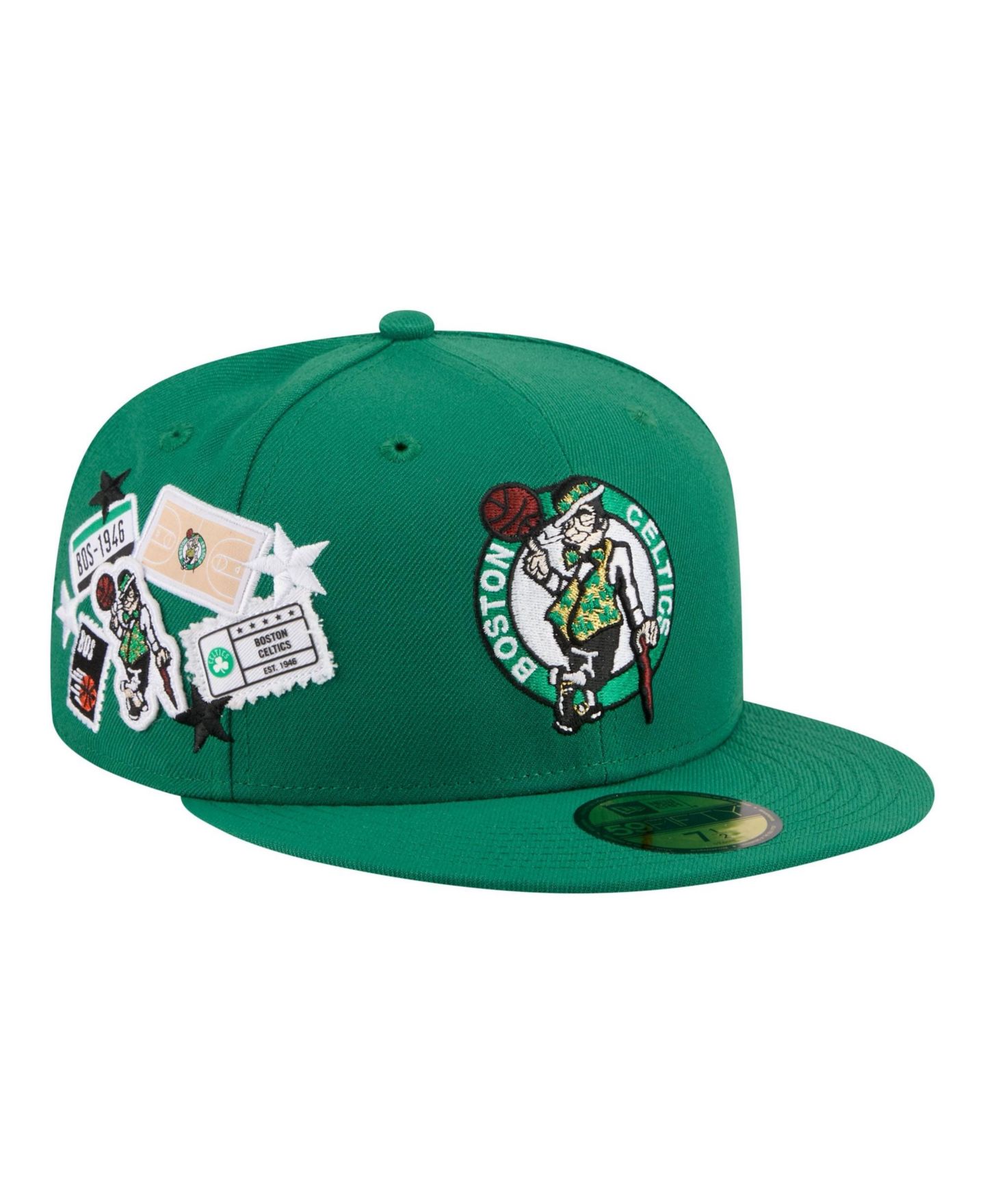 Мужская кепка New Era Kelly Green Boston Celtics Team Collage 59FIFTY Fitted Hat — фото 1