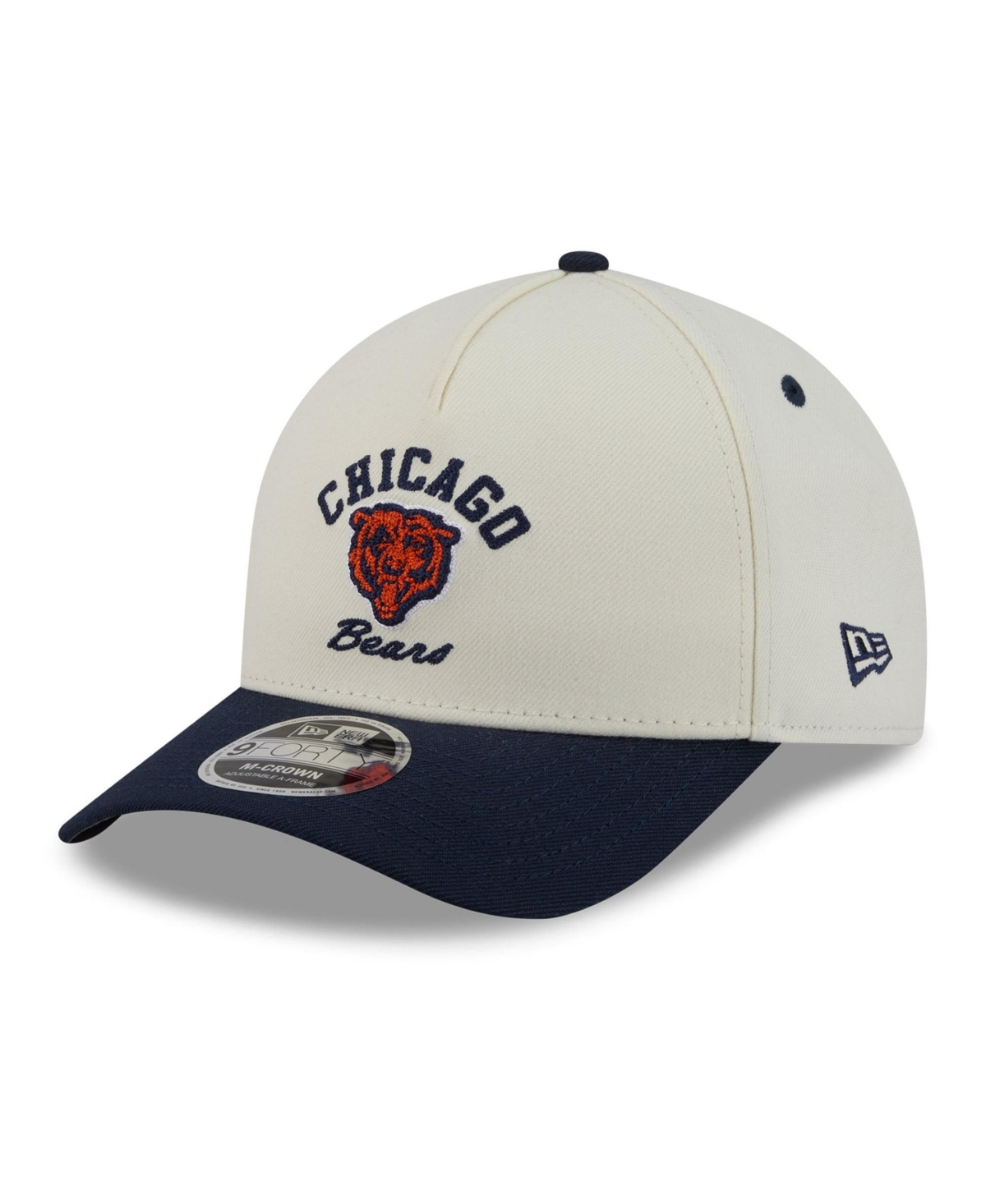 New Era Men's Cream/Navy Chicago Bears Arch 9FORTY A-Frame M-Crown Adjustable Hat - Cream, Navy