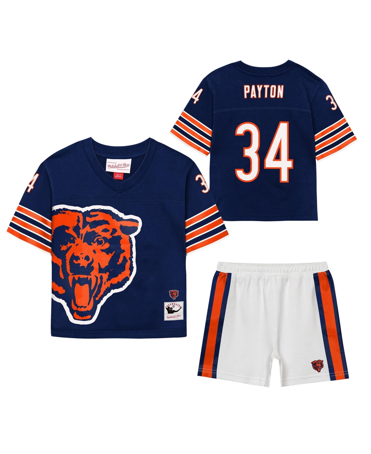 Mitchell & Ness Toddler Walter Payton Navy Chicago Bears Playmaker Short Set - Navy