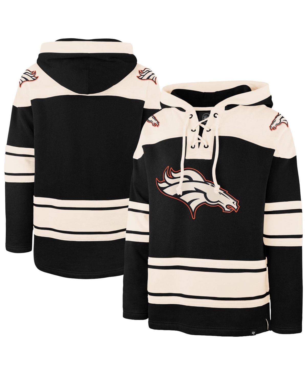 '47 Brand Men's Black Denver Broncos Superior Lacer Hoodie - Black