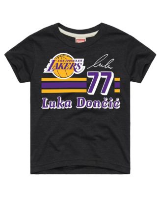 Big Boys' and Girls' Luka Doncic Charcoal Los Angeles Lakers Remix Signature Name Number Tri-Blend T-Shirt