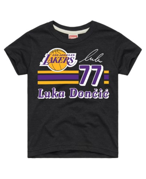 Детская футболка Homage Luka Doncic Charcoal Los Angeles Lakers Remix Signature Name Number Tri-Blend