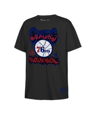 Big Boys' and Girls' Black Philadelphia 76ers Throwies T-Shirt