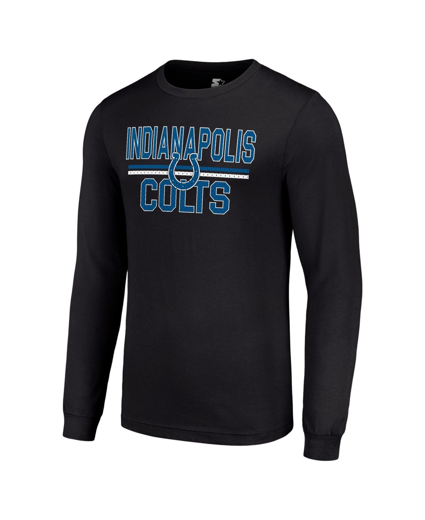 Мужская футболка Starter Black Indianapolis Colts Team Mesh Print Graphic Long-Sleeves — фото 2