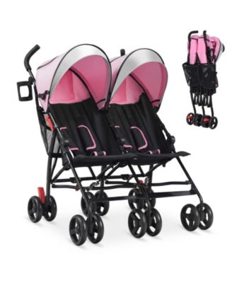 Foldable Twin Double Stroller with 5-Point Harness