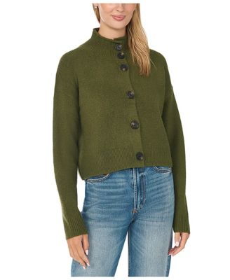 Women's Chunky Mock-Neck Long-Sleeve Cardigan Sweater