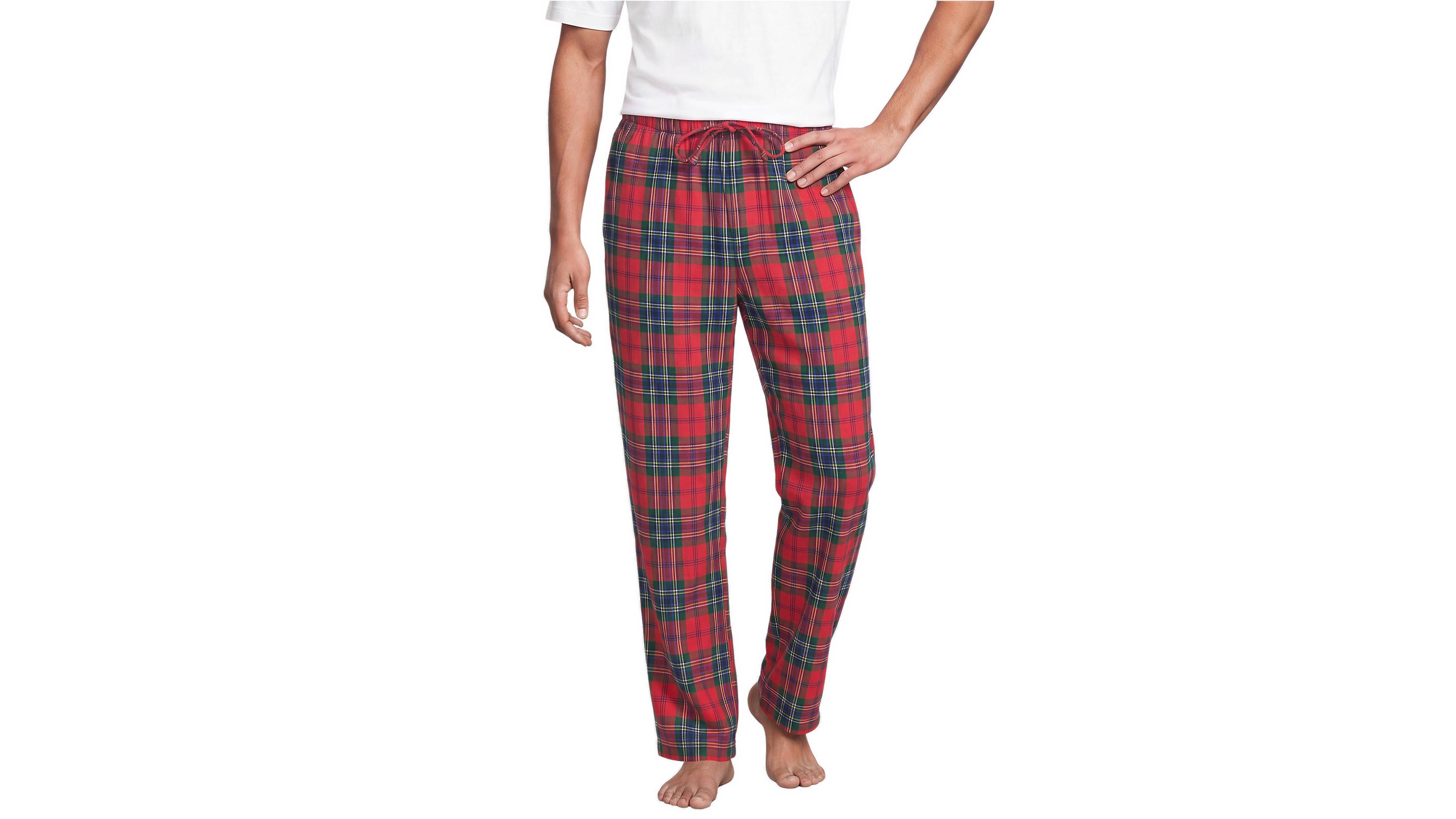Lands' End Men's High Pile Fleece Lined Flannel Pajama Pant