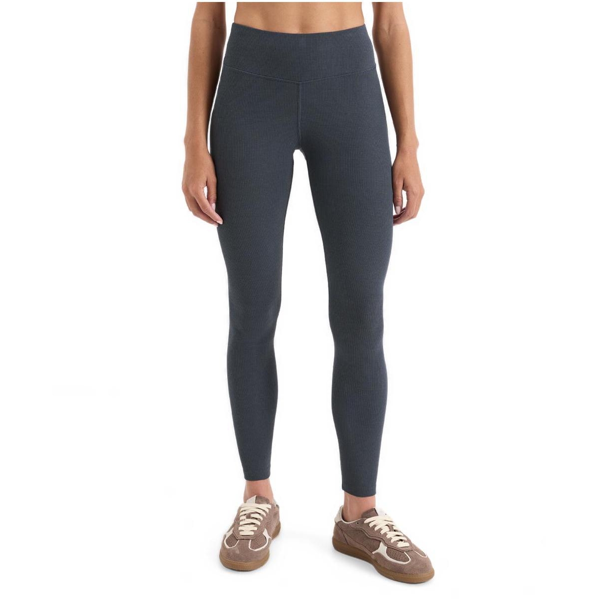 Pact Women's On The Go-To Rib Organic Cotton Ribbed Leggings - Steel blue