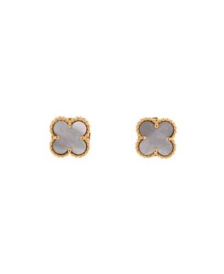 Mother-of-Pearl Sweet Alhambra Stud Earrings in 18K Yellow Gold