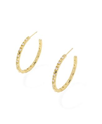 Gold-Tone Cubic Zirconia Statement Hoop Earrings