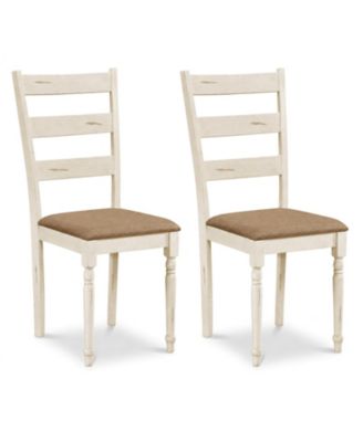 Rubber Wood Dining Chairs with Soft Padded Seat and Breathable Linen Fabric