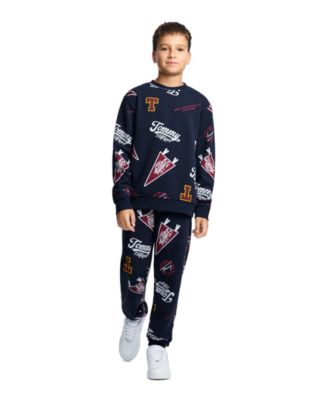Boys' 8-20 Collegiate Allover Print Crew Relaxed-Fit Sweatshirt