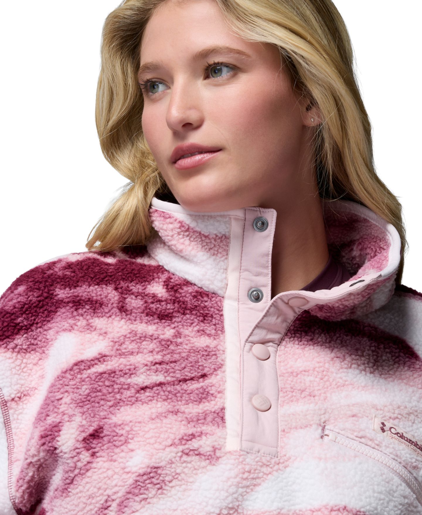 Женский топ Columbia Helvetia™ II Printed Cropped Half-Snap Fleece, цвет: Чёрный — фото 9