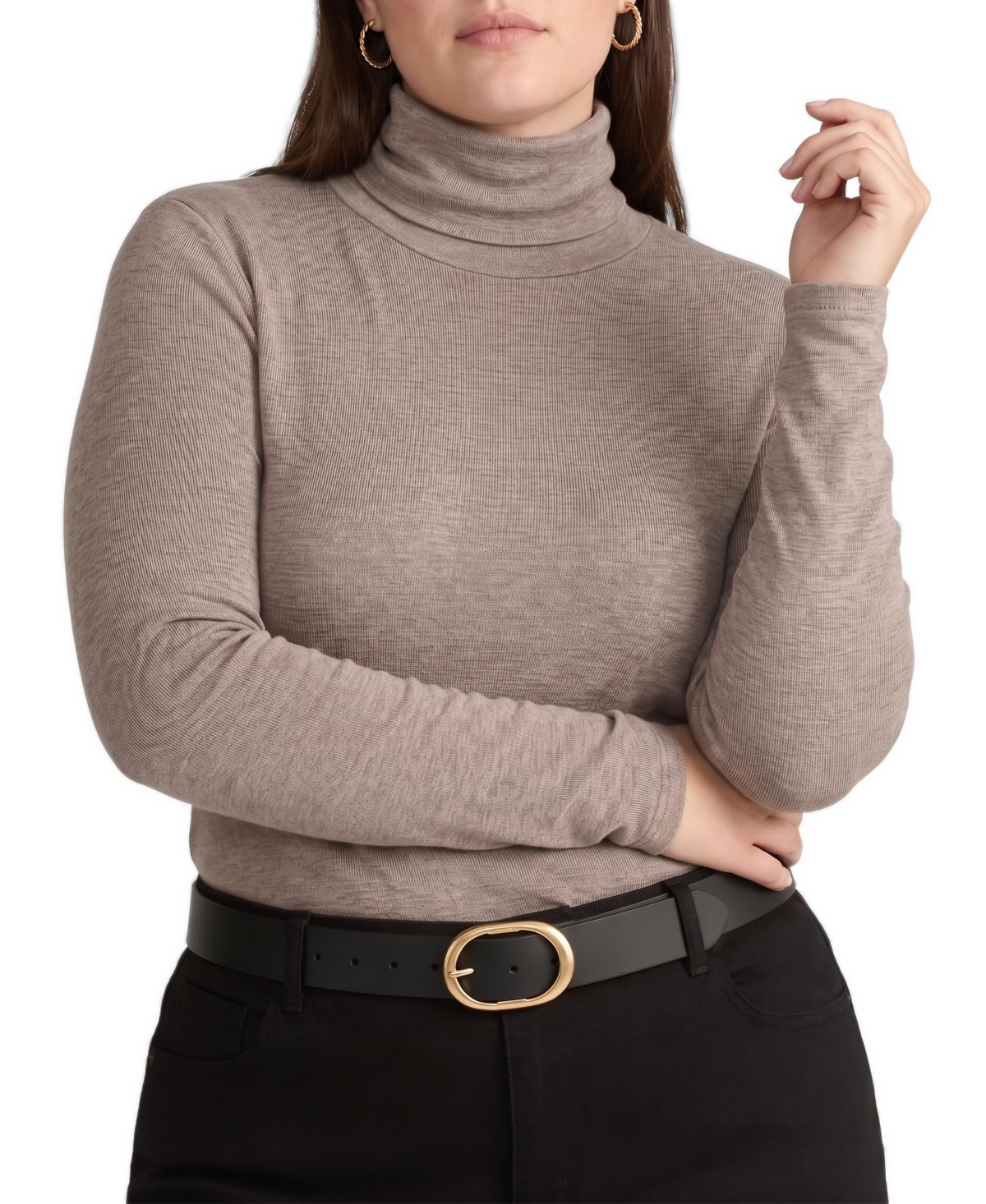 Universal Standard Plus Fine-Rib Striped Turtleneck