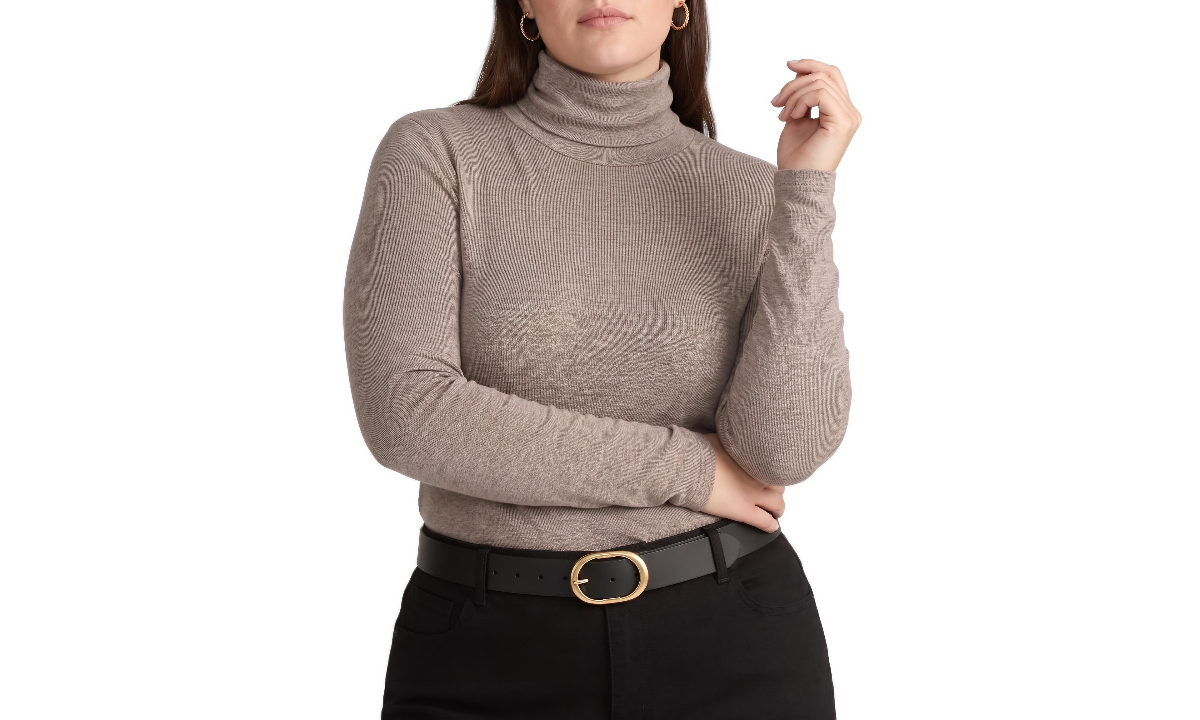 Universal Standard Plus Fine-Rib Striped Turtleneck