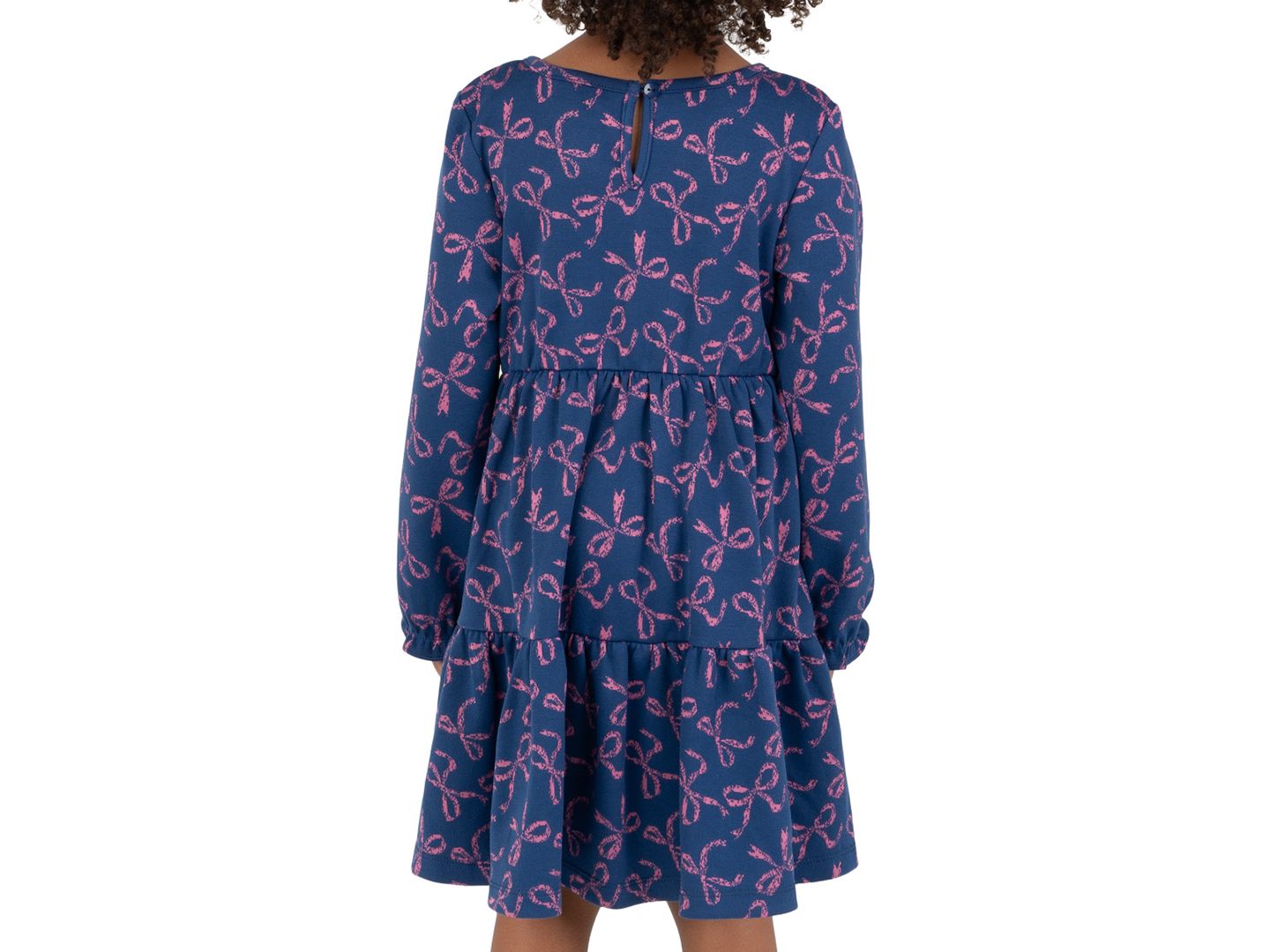 Комплект Rare Editions Bow-Print Tiered Long-Sleeve Dress and Bag, 2-Piece Set для девочек, цвет: Тёмно-синий — фото 3