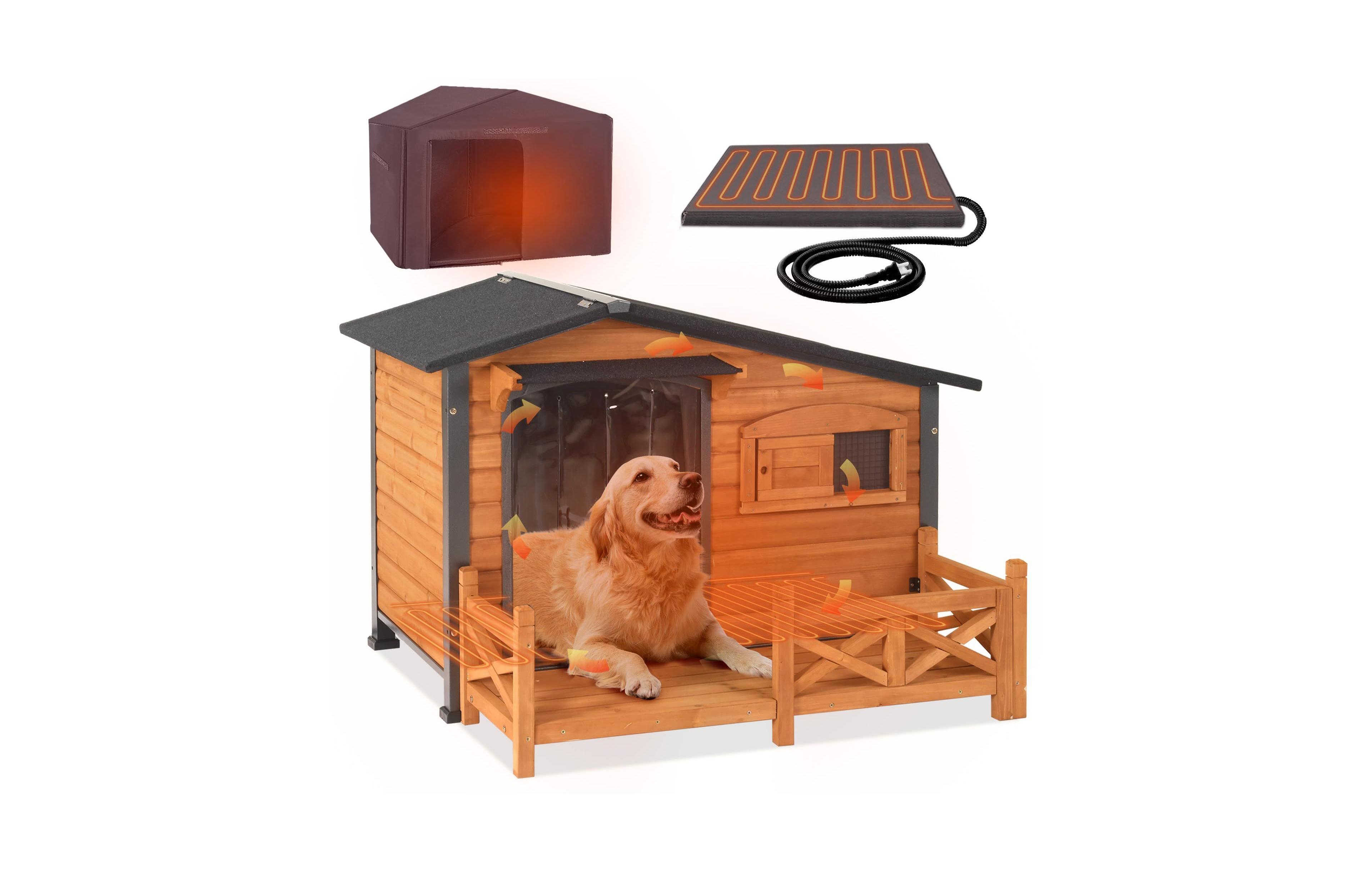 Aivituvin Extra Large Outdoor Heated Dog House with Metal Frame Large Dog House