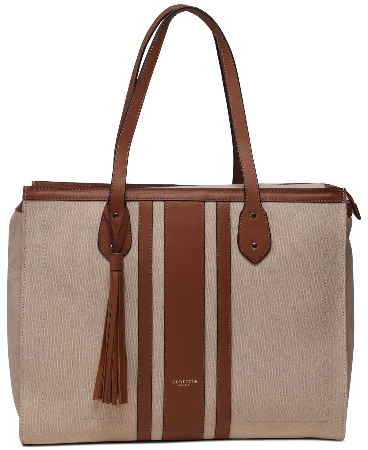 Ecotorie Springhill Canvas and Leather Zip Tote - TAN