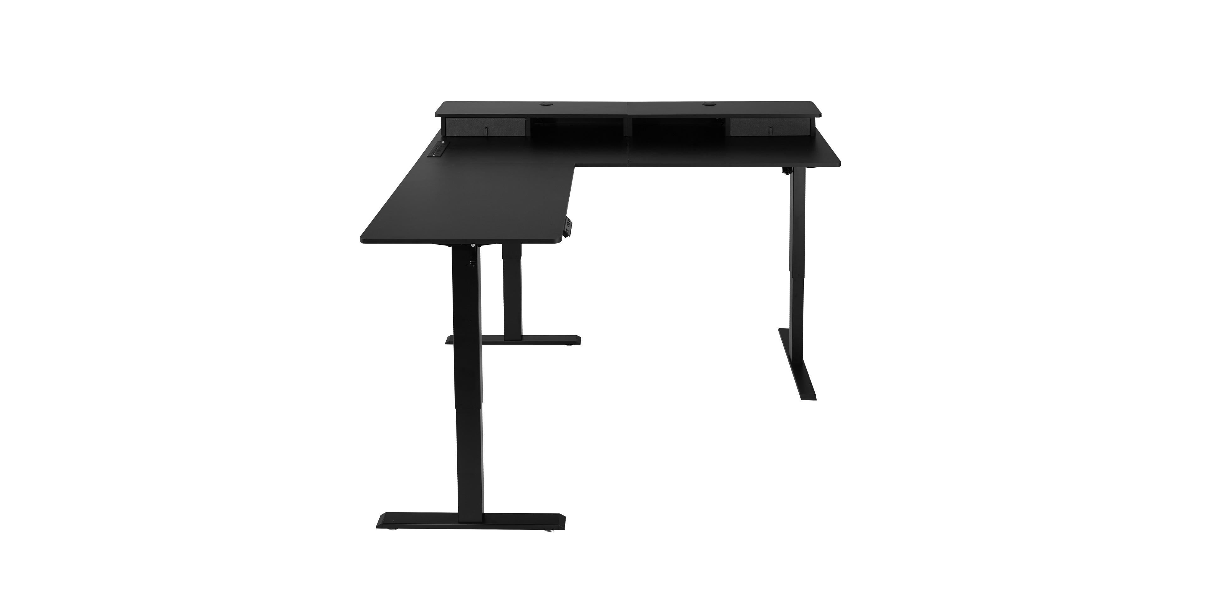 Mecale 63 x 55 in Electric L-Shaped Desk with Led Strip and Outlets