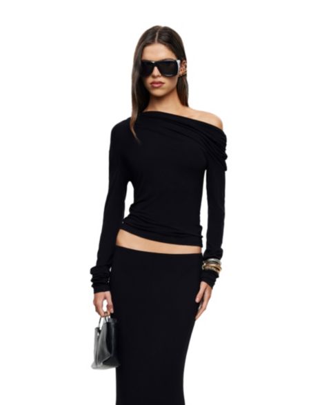 Женская футболка Lioness Eclipse Asymmetrical Long-Sleeve Ruched, цвет: Чёрный