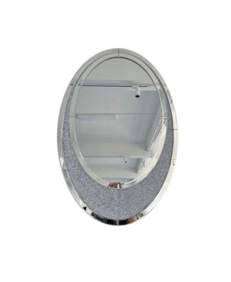 Oval Wall Mirro Inlay Frameless Silver Glass Decorative Mirror Horizontal Vertical Hanging for Bathroom Bedroom