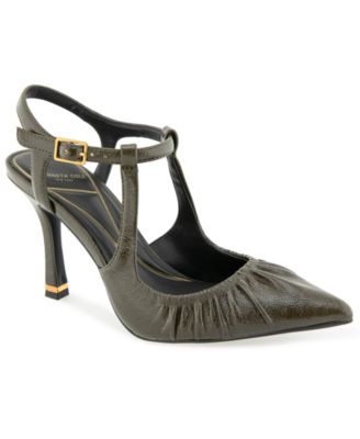 Women's Romi Ruch Slingback Pointed Toe Ruched Pumps