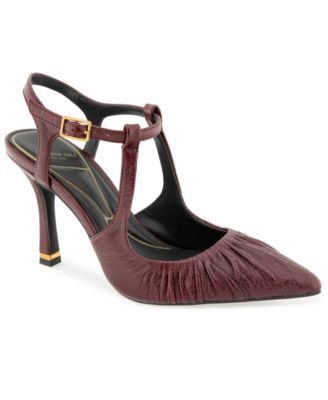 Women's Romi Ruch Slingback Pointed Toe Ruched Pumps