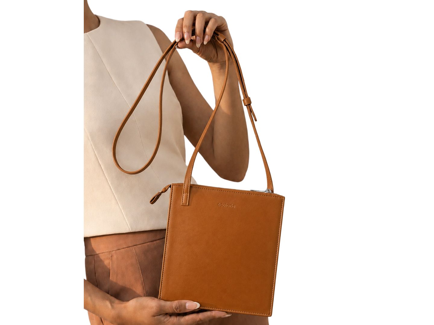 Женская сумка Ecotorie Polly Leather Adjustable Crossbody, цвет: Карамельный — фото 5