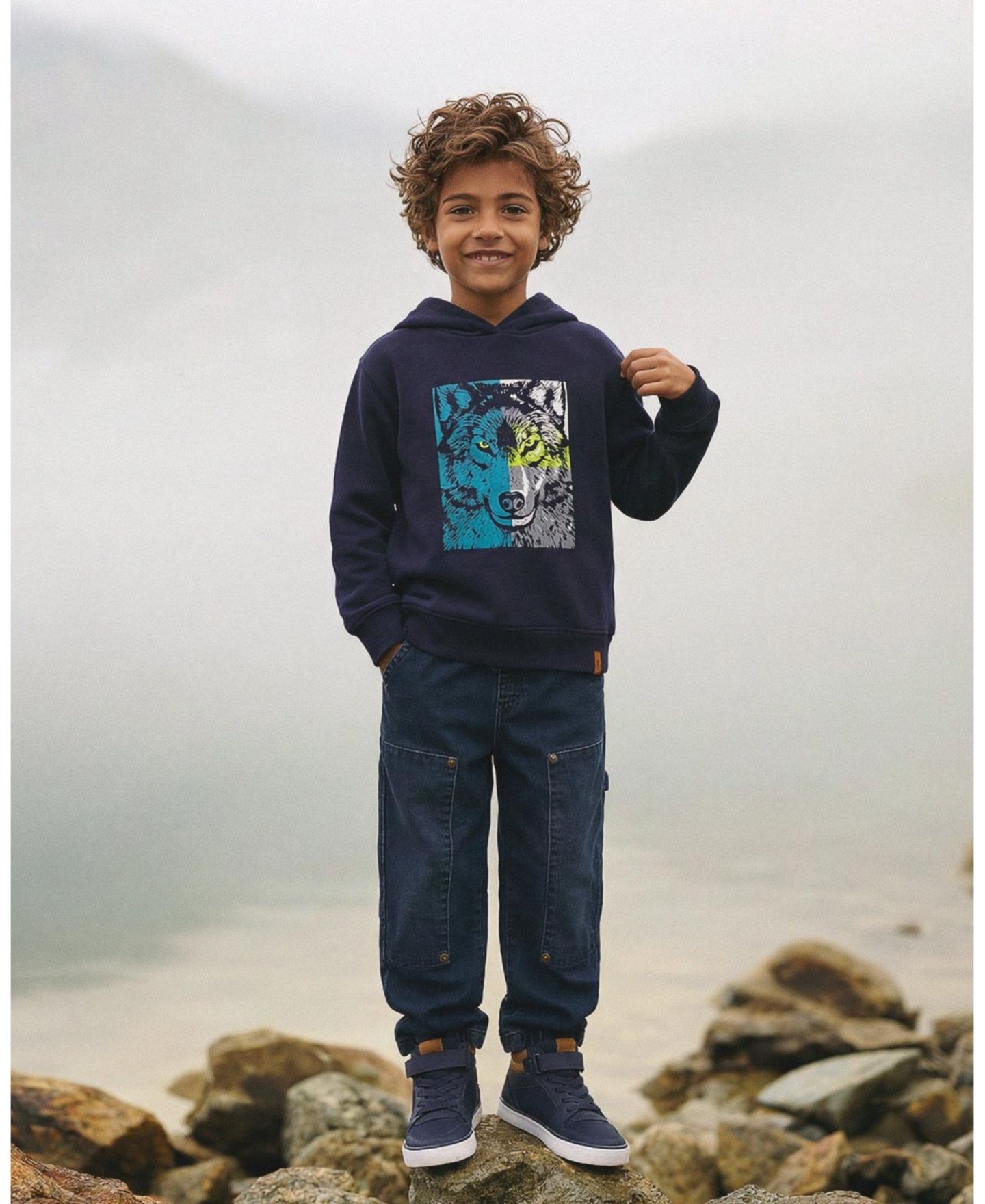 Худи Deux par Deux Fleece Hooded Sweatshirt для мальчиков, цвет: Тёмный синий — фото 4