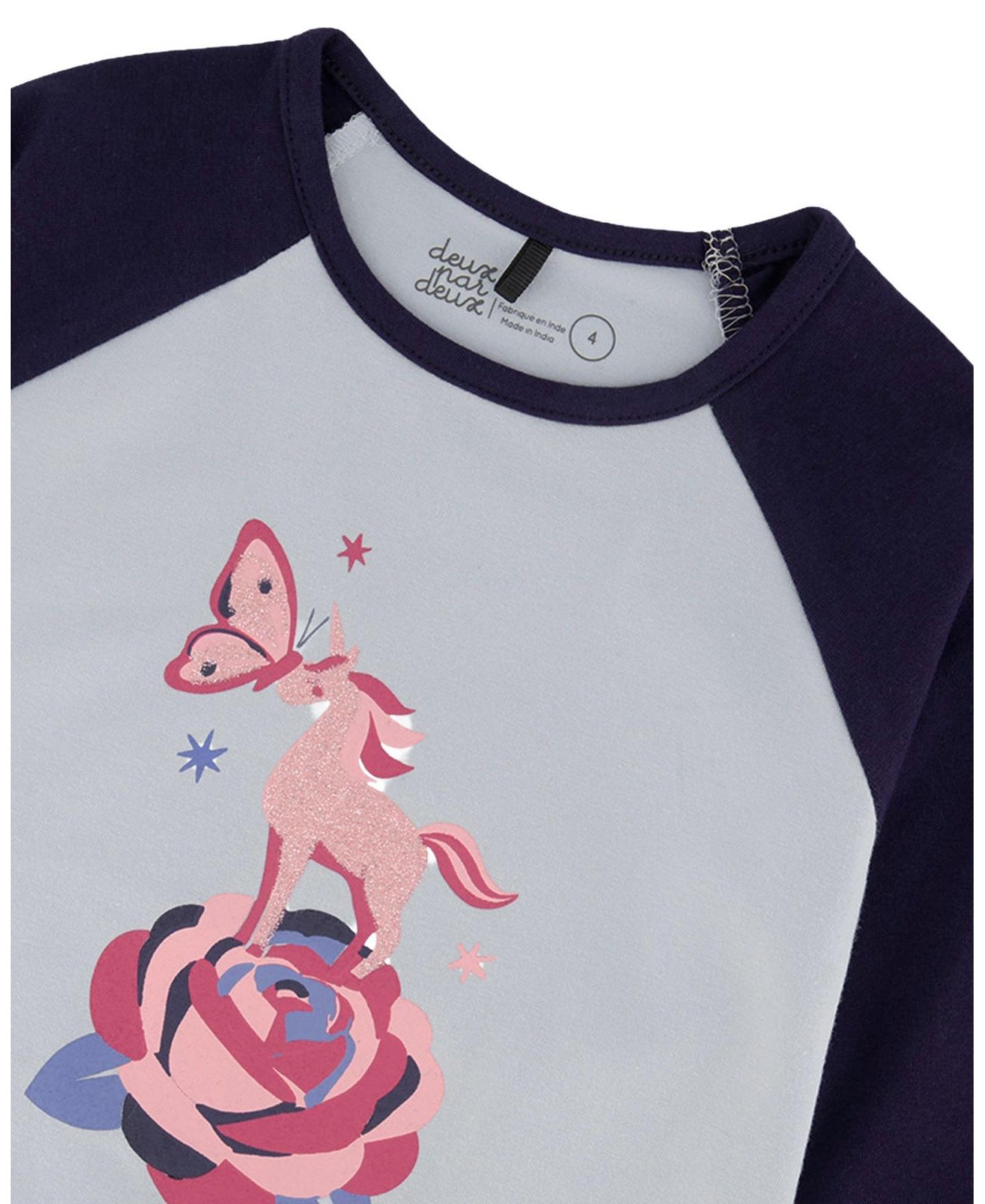 Футболка Deux par Deux Raglan Cotton T-Shirt для девочек-малышей, цвет: Синий — фото 7