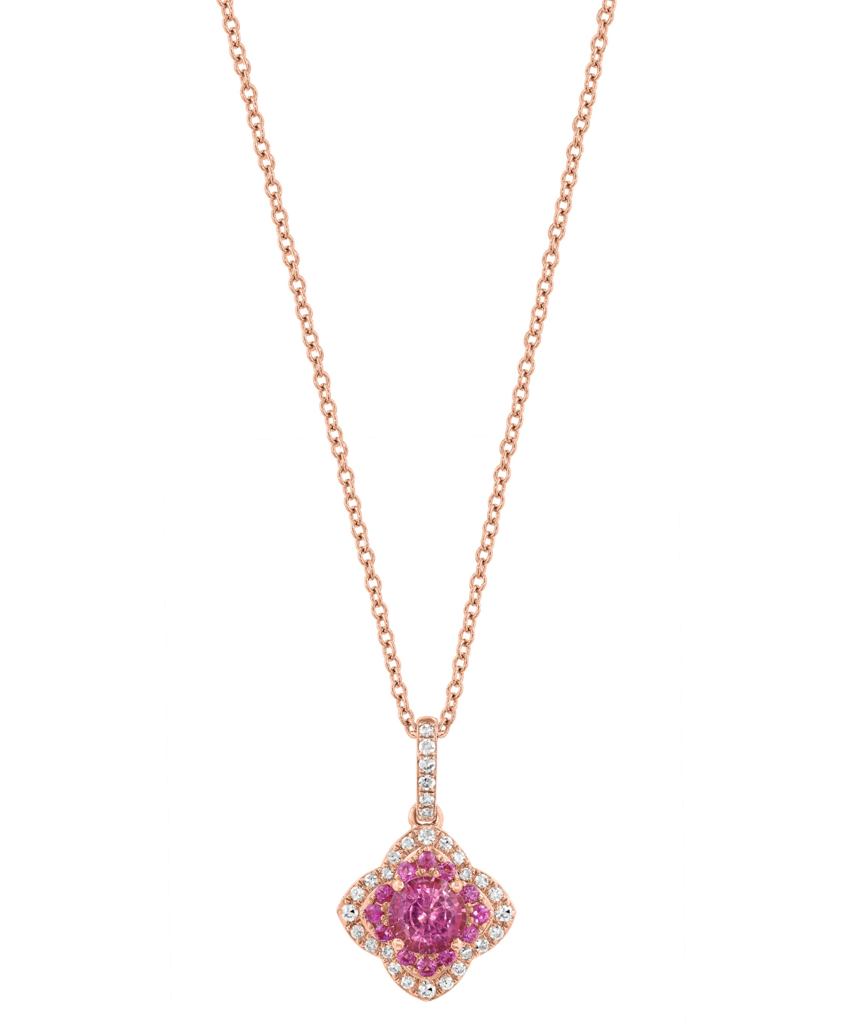 Effy Collection Diamond and Pink Sapphire Pendant (1/8 ct. t.w. Diamond and 5/8 ct. t.w. Pink Sapphire) in 14k Rose Gold - Rose Gold