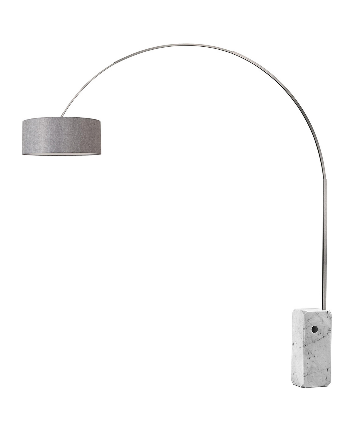 Nova of California 2110811CG Iconic 95 inch 14 watt Satin Nickel and White Arc Floor Lamp Portable Light in Cashmere Gray Linen