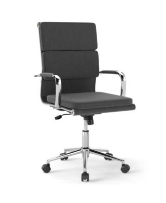 Ergonomic Office Desk Chair with Rocking Backrest and Height-adjustable Padded Seat