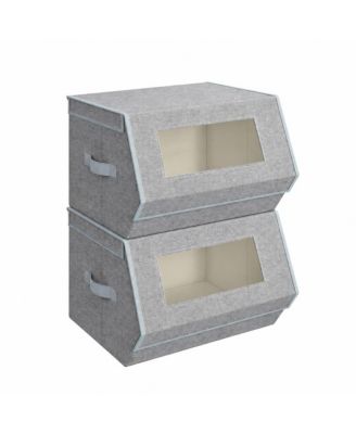 Set of 2 Stackable Storage Bins with Clear Windows and 22 lb Capacity