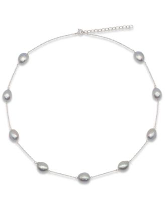 Cultured Freshwater Baroque Pearl Cable Chain Necklace (10-11 mm) in Sterling Silver