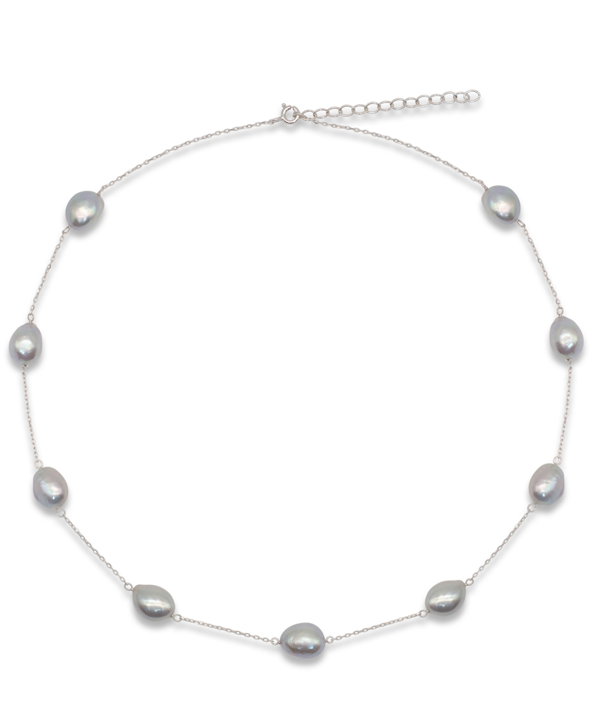 Macy's Cultured Freshwater Baroque Pearl Cable Chain Necklace (10-11 mm) in Sterling Silver - White